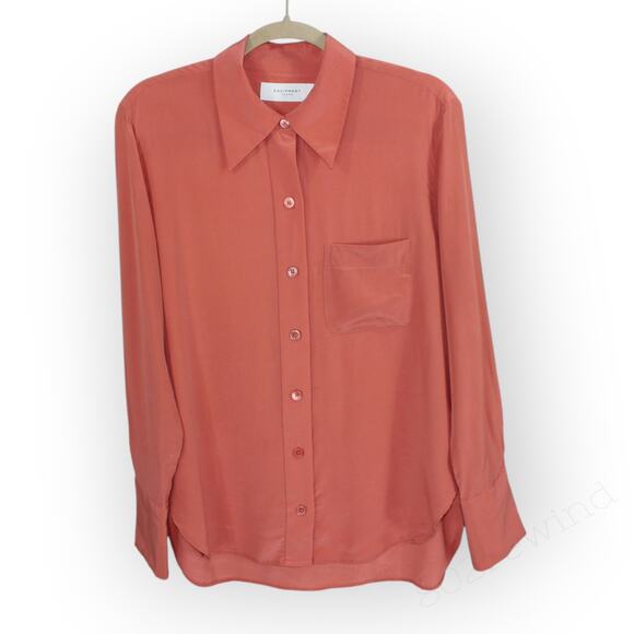 Two Large 100% SILK Blouses EQUIPMENT Rhodora~Deep Lichen • Quinne~Chili - Picture 4 of 11